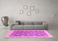 Machine Washable Oriental Pink Traditional Rug, wshabs4064pnk