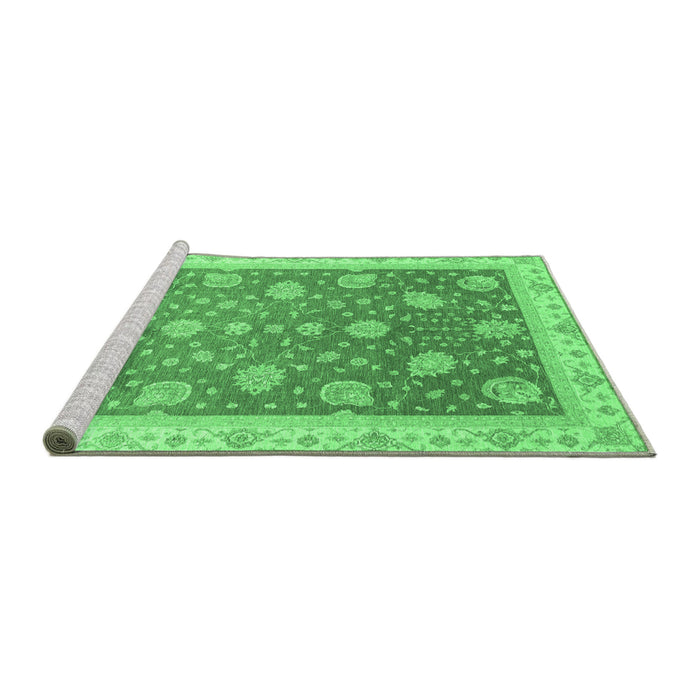 Sideview of Machine Washable Oriental Emerald Green Traditional Area Rugs, wshabs4064emgrn