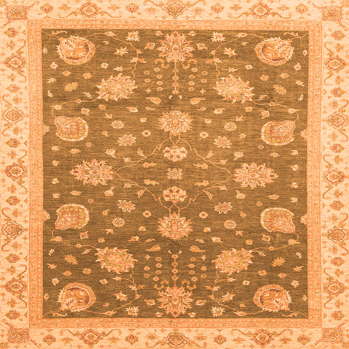 Square Machine Washable Oriental Orange Traditional Area Rugs, wshabs4064org