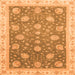 Square Machine Washable Oriental Orange Traditional Area Rugs, wshabs4064org