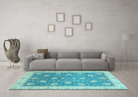 Machine Washable Oriental Light Blue Traditional Rug, wshabs4064lblu