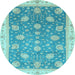 Round Oriental Light Blue Traditional Rug, abs4064lblu