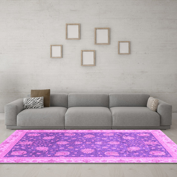 Machine Washable Oriental Purple Traditional Area Rugs in a Living Room, wshabs4064pur