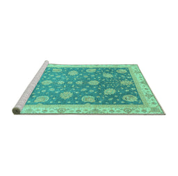 Sideview of Machine Washable Oriental Turquoise Traditional Area Rugs, wshabs4064turq