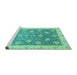 Sideview of Machine Washable Oriental Turquoise Traditional Area Rugs, wshabs4064turq