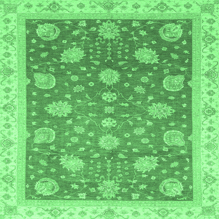 Square Machine Washable Oriental Emerald Green Traditional Area Rugs, wshabs4064emgrn
