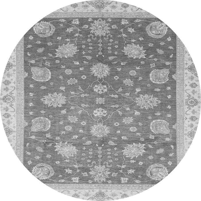 Round Machine Washable Oriental Gray Traditional Rug, wshabs4064gry
