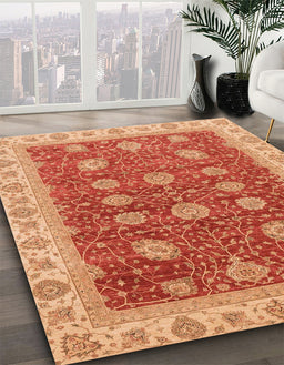 Machine Washable Abstract Orange Rug in a Family Room, wshabs4065
