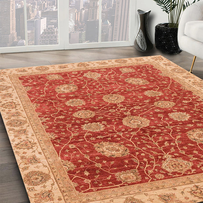 Machine Washable Abstract Orange Rug in a Family Room, wshabs4065