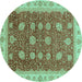 Round Oriental Turquoise Traditional Rug, abs4065turq