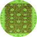 Round Oriental Green Traditional Rug, abs4065grn