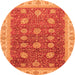 Round Machine Washable Oriental Orange Traditional Area Rugs, wshabs4065org