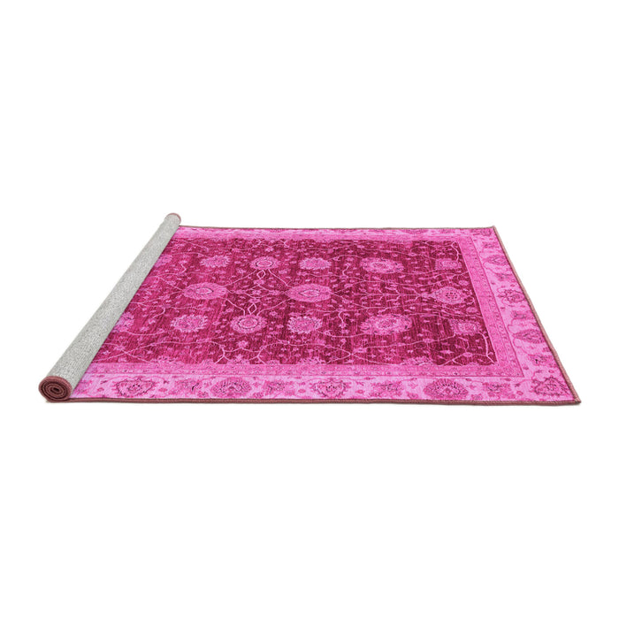 Sideview of Machine Washable Oriental Pink Traditional Rug, wshabs4065pnk