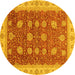 Round Machine Washable Oriental Yellow Traditional Rug, wshabs4065yw