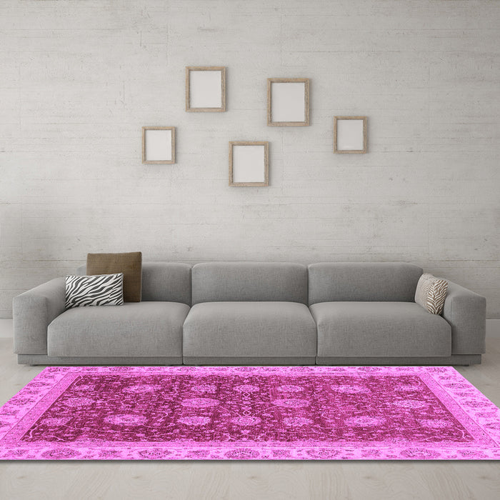 Machine Washable Oriental Purple Traditional Area Rugs in a Living Room, wshabs4065pur