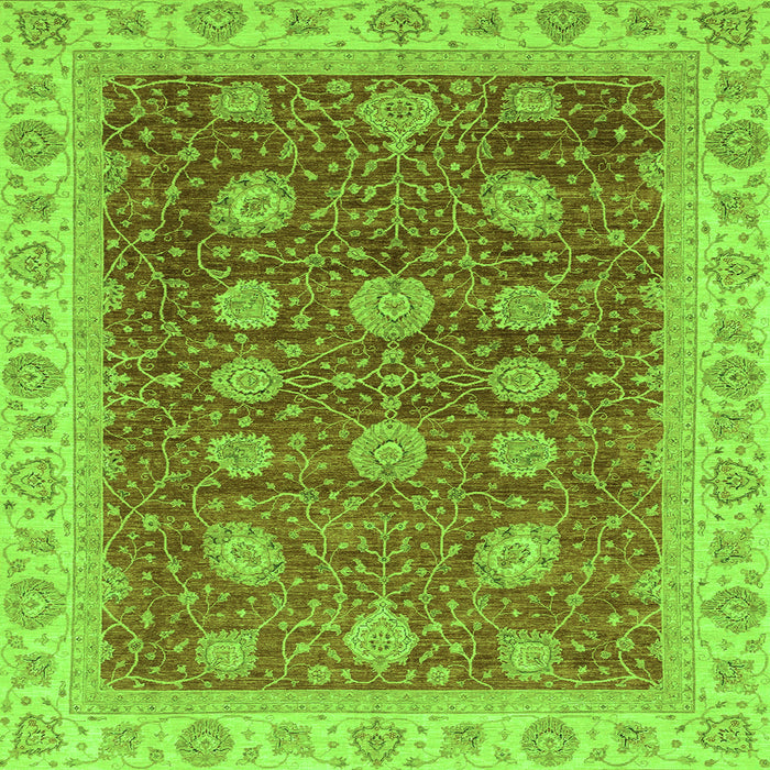 Square Machine Washable Oriental Green Traditional Area Rugs, wshabs4065grn