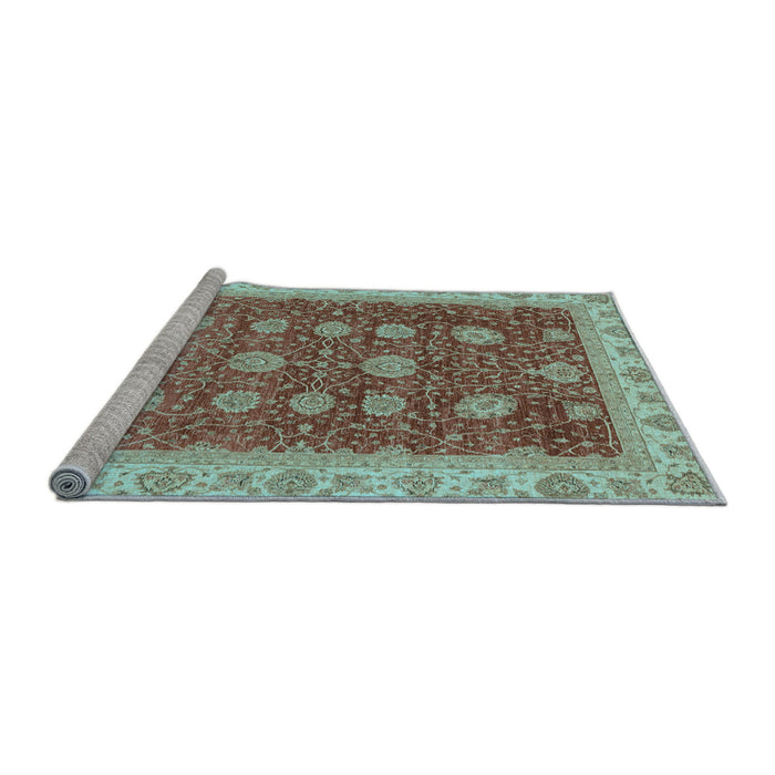 Sideview of Machine Washable Oriental Light Blue Traditional Rug, wshabs4065lblu