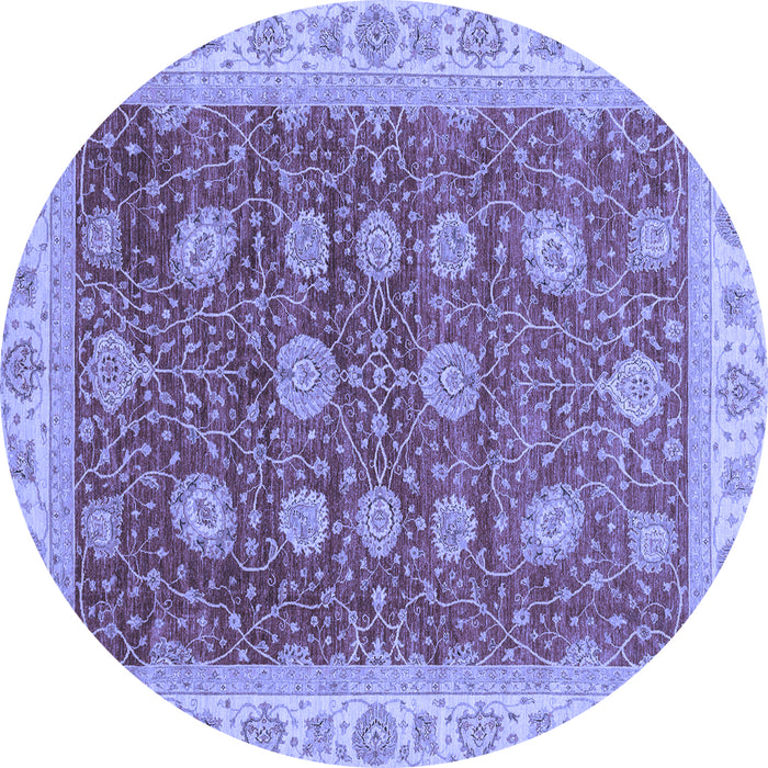 Round Machine Washable Oriental Blue Traditional Rug, wshabs4065blu
