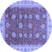 Round Machine Washable Oriental Blue Traditional Rug, wshabs4065blu