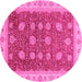 Round Machine Washable Oriental Pink Traditional Rug, wshabs4065pnk