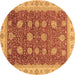 Round Machine Washable Oriental Brown Traditional Rug, wshabs4065brn