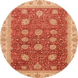 Round Machine Washable Abstract Orange Rug, wshabs4065