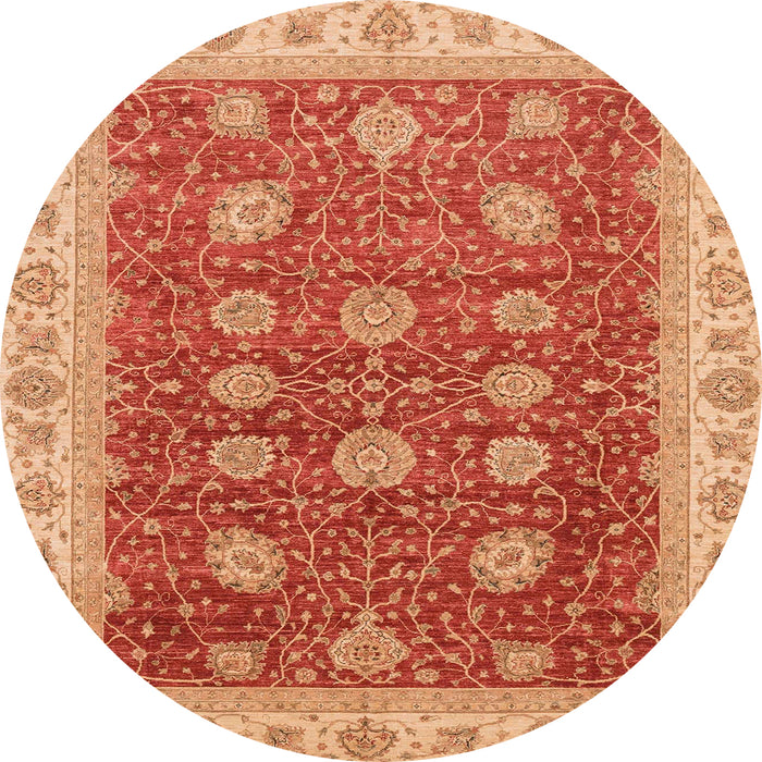 Round Machine Washable Abstract Orange Rug, wshabs4065