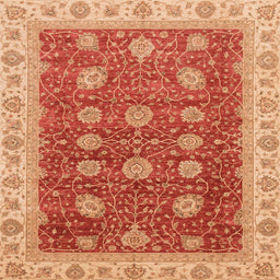 Square Machine Washable Abstract Orange Rug, wshabs4065