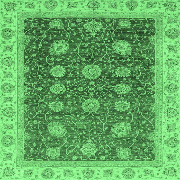 Square Machine Washable Oriental Emerald Green Traditional Area Rugs, wshabs4065emgrn