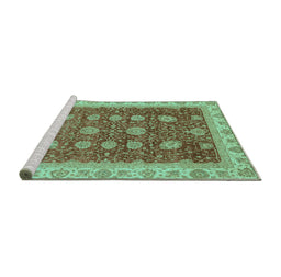 Sideview of Machine Washable Oriental Turquoise Traditional Area Rugs, wshabs4065turq
