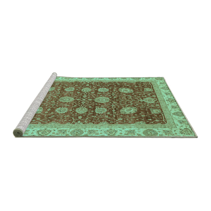 Sideview of Machine Washable Oriental Turquoise Traditional Area Rugs, wshabs4065turq