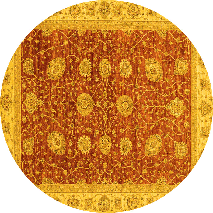 Round Oriental Yellow Traditional Rug, abs4065yw