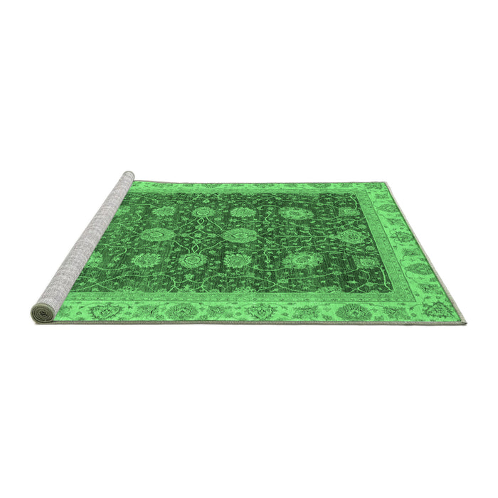 Sideview of Machine Washable Oriental Emerald Green Traditional Area Rugs, wshabs4065emgrn