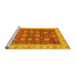 Sideview of Machine Washable Oriental Yellow Traditional Rug, wshabs4065yw