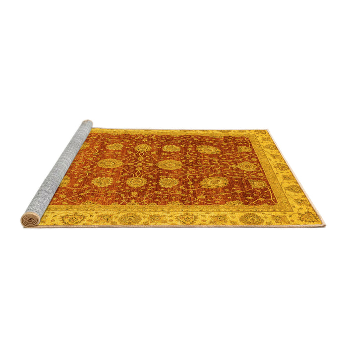 Sideview of Machine Washable Oriental Yellow Traditional Rug, wshabs4065yw
