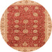 Round Abstract Orange Oriental Rug, abs4065