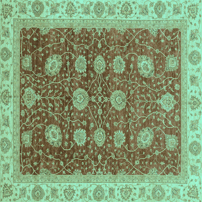 Square Machine Washable Oriental Turquoise Traditional Area Rugs, wshabs4065turq