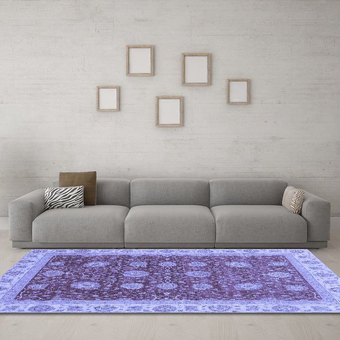 Machine Washable Oriental Blue Traditional Rug in a Living Room, wshabs4065blu