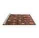 Sideview of Machine Washable Abstract Saffron Red Rug, wshabs4066