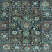 Square Machine Washable Oriental Light Blue Traditional Rug, wshabs4066lblu