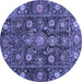 Round Machine Washable Oriental Blue Traditional Rug, wshabs4066blu