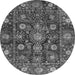 Round Machine Washable Oriental Gray Traditional Rug, wshabs4066gry