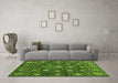 Machine Washable Oriental Green Traditional Area Rugs in a Living Room,, wshabs4066grn