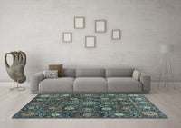 Machine Washable Oriental Light Blue Traditional Rug, wshabs4066lblu