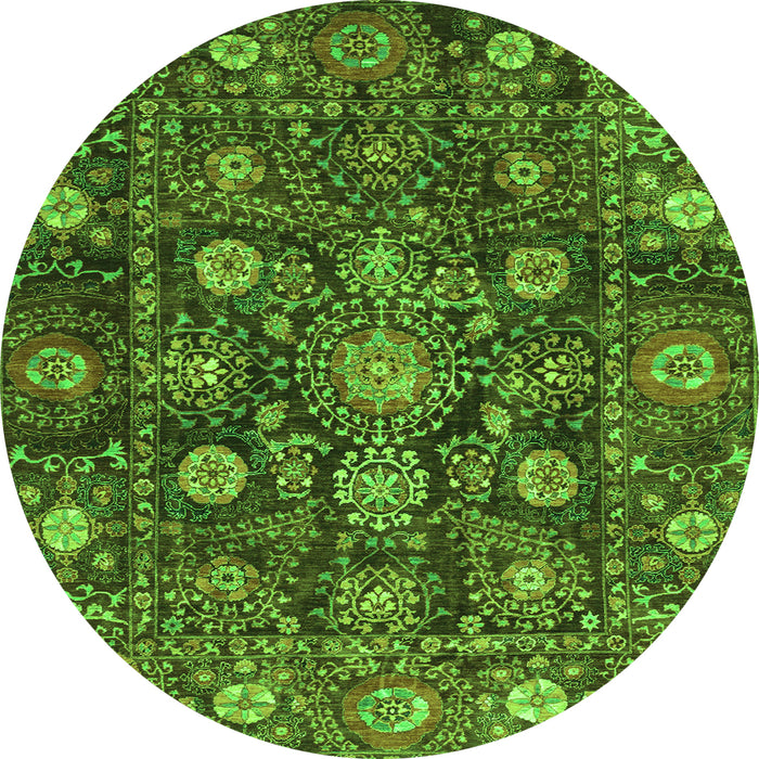 Round Oriental Green Traditional Rug, abs4066grn