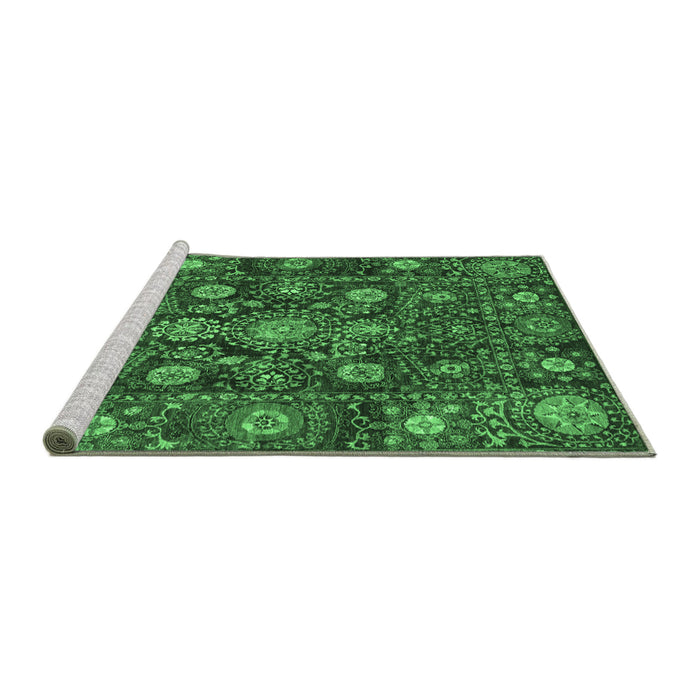 Sideview of Machine Washable Oriental Emerald Green Traditional Area Rugs, wshabs4066emgrn