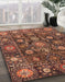 Abstract Saffron Red Oriental Rug in Family Room, abs4066