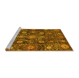 Sideview of Machine Washable Oriental Yellow Traditional Rug, wshabs4066yw