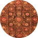 Round Oriental Orange Traditional Rug, abs4066org