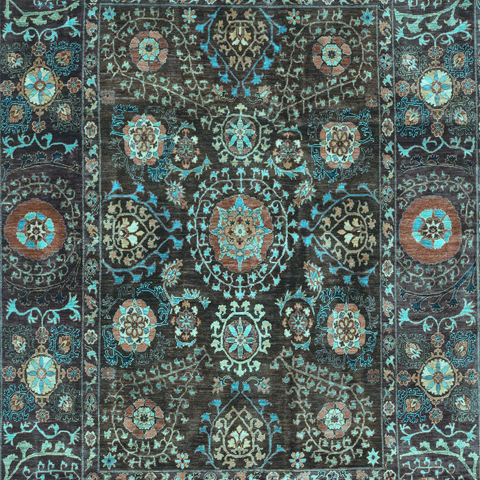 Machine Washable Oriental Light Blue Traditional Rug, wshabs4066lblu
